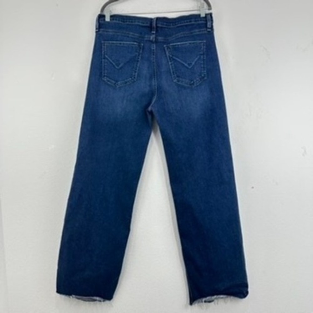 Hudson Rosie Wide Leg High Rise Jeans Dark Wash Wm Size 33 Button Fly Raw Hem - Picture 6 of 8